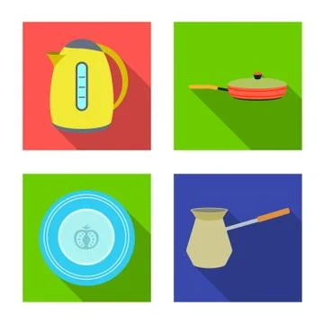 Isolated object of kitchen and cook sign. Collection of kitchen and appliance Stock Illustration