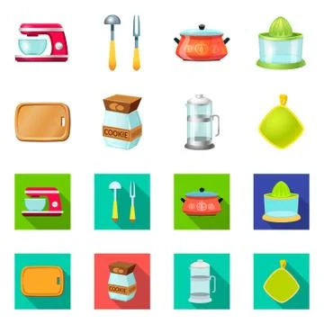 Isolated object of kitchen and cook icon. Set of kitchen and appliance vector Stock Illustration