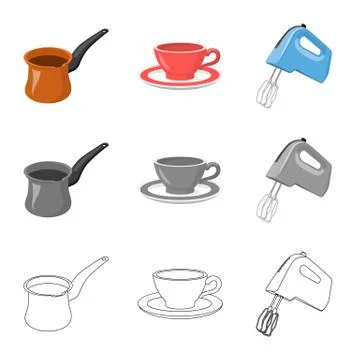 Isolated object of kitchen and cook symbol. Set of kitchen and appliance stock Stock Illustration