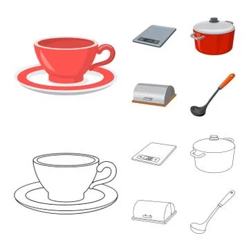 Isolated object of kitchen and cook logo. Set of kitchen and appliance vector Illustrazione stock