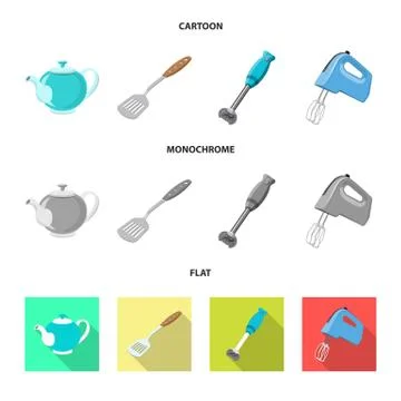 Isolated object of kitchen and cook icon. Set of kitchen and appliance vector Stock Illustration