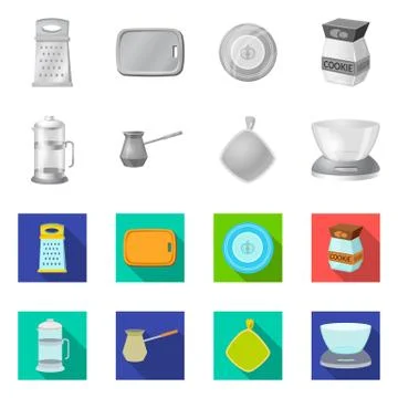 Isolated object of kitchen and cook sign. Collection of kitchen and appliance Stock Illustration