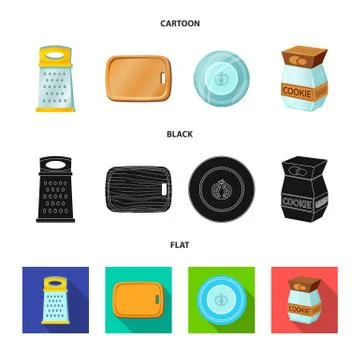 Isolated object of kitchen and cook symbol. Collection of kitchen and appliance Stock Illustration