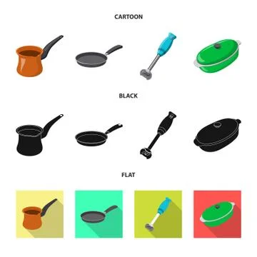 Isolated object of kitchen and cook logo. Collection of kitchen and appliance Stock Illustration