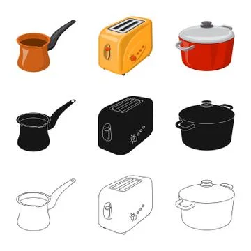 Isolated object of kitchen and cook symbol. Collection of kitchen and appliance Stock Illustration