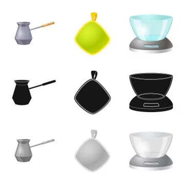 Isolated object of kitchen and cook icon. Set of kitchen and appliance stock Stock Illustration
