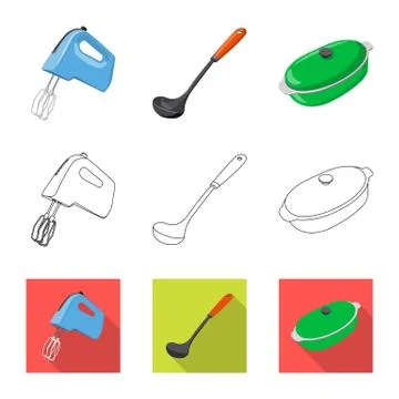Isolated object of kitchen and cook logo. Set of kitchen and appliance stock Illustration