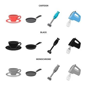 Isolated object of kitchen and cook symbol. Collection of kitchen and appliance Stock Illustration