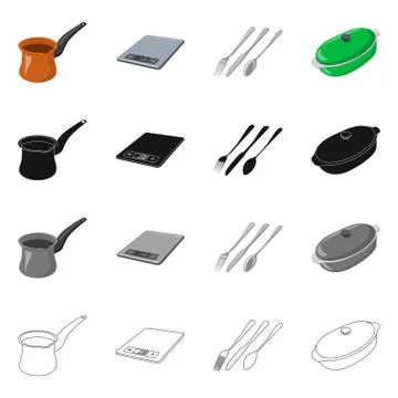 Isolated object of kitchen and cook logo. Collection of kitchen and appliance Stock Illustration