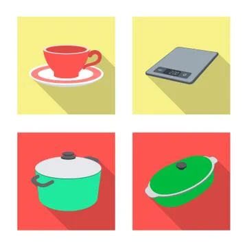 Isolated object of kitchen and cook logo. Collection of kitchen and appliance Stock Illustration