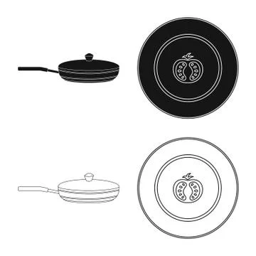 Isolated object of kitchen and cook logo. Set of kitchen and appliance vector Stock Illustration
