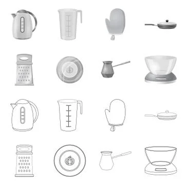 Isolated object of kitchen and cook icon. Set of kitchen and appliance stock Stock Illustration