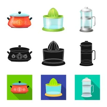 Isolated object of kitchen and cook logo. Set of kitchen and appliance vector Stock Illustration