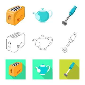Isolated object of kitchen and cook logo. Collection of kitchen and appliance Stock Illustration
