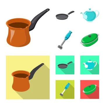 Isolated object of kitchen and cook sign. Collection of kitchen and appliance Illustrazione stock