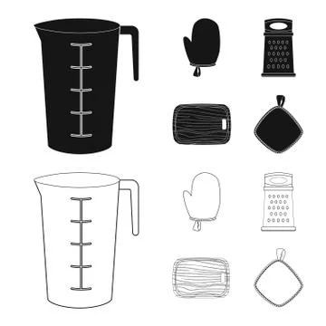 Isolated object of kitchen and cook logo. Set of kitchen and appliance stock Stock Illustration