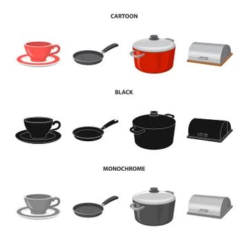 Isolated object of kitchen and cook logo. Collection of kitchen and appliance Illustrazione stock