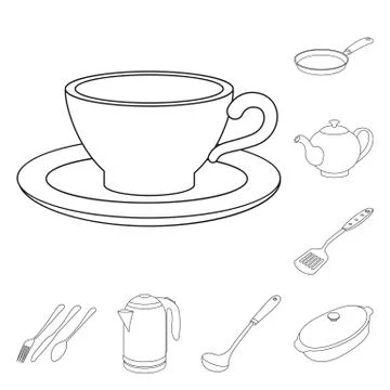 Isolated object of kitchen and cook icon. Collection of kitchen and appliance Stock Illustration