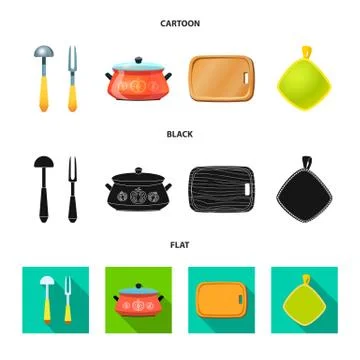 Isolated object of kitchen and cook icon. Collection of kitchen and appliance Illustrazione stock
