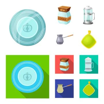 Isolated object of kitchen and cook symbol. Set of kitchen and appliance stock Stock Illustration