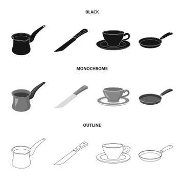 Isolated object of kitchen and cook sign. Collection of kitchen and appliance Stock Illustration