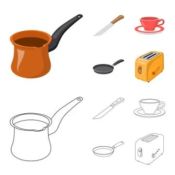 Isolated object of kitchen and cook icon. Set of kitchen and appliance stock Stock Illustration