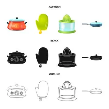 Isolated object of kitchen and cook icon. Collection of kitchen and appliance Illustrazione stock