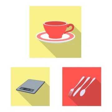 Isolated object of kitchen and cook icon. Set of kitchen and appliance vector Stock Illustration