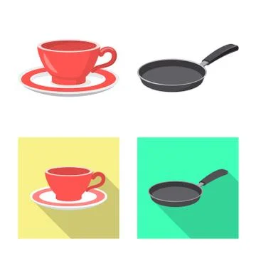 Isolated object of kitchen and cook logo. Set of kitchen and appliance stock Stock Illustration