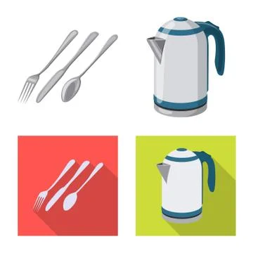 Isolated object of kitchen and cook icon. Collection of kitchen and appliance Stock Illustration