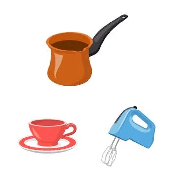 Isolated object of kitchen and cook symbol. Collection of kitchen and appliance Stock Illustration
