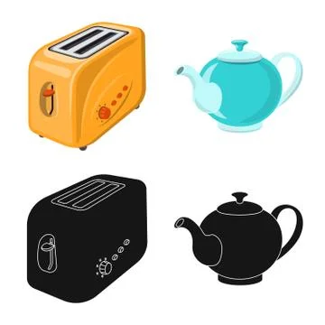 Isolated object of kitchen and cook sign. Collection of kitchen and appliance Stock Illustration