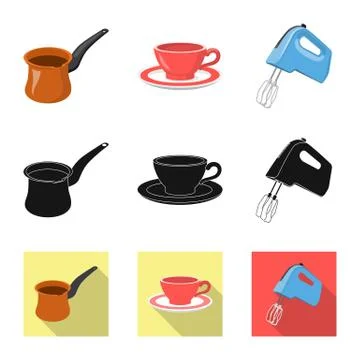 Isolated object of kitchen and cook logo. Set of kitchen and appliance vector Stock Illustration
