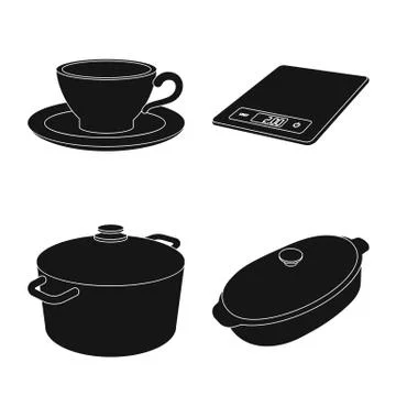 Isolated object of kitchen and cook symbol. Set of kitchen and appliance stock Stock Illustration