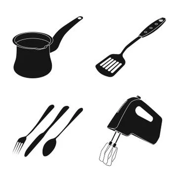 Isolated object of kitchen and cook symbol. Set of kitchen and appliance vector Stock Illustration