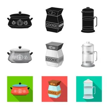 Isolated object of kitchen and cook icon. Collection of kitchen and appliance Stock Illustration