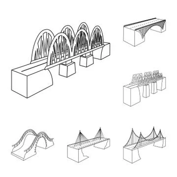 Isolated object of landmark and structure icon. Collection of landmark and Stock Illustration