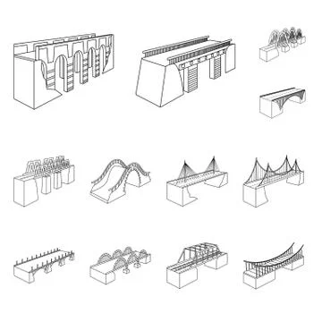 Isolated object of landmark and structure icon. Set of landmark and crossing Stock Illustration