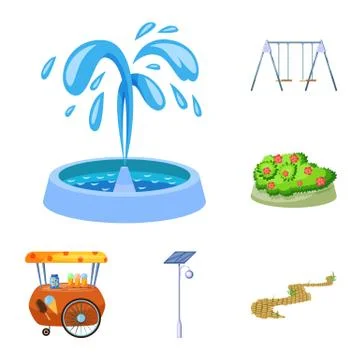 Isolated object of landscape and park sign. Collection of landscape and nature Ilustração Stock