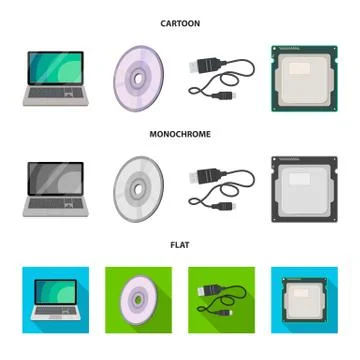 Isolated object of laptop and device sign. Set of laptop and server stock symbol Illustrazione stock
