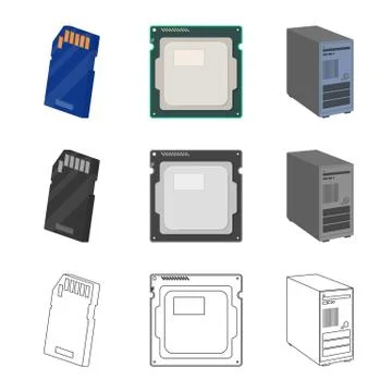Isolated object of laptop and device logo. Collection of laptop and server stock 스톡 일러스트