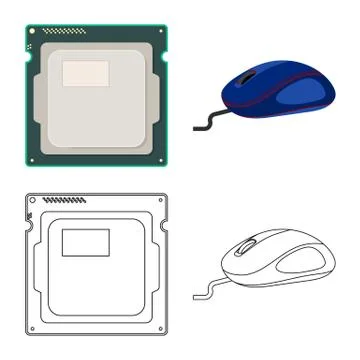 Isolated object of laptop and device logo. Collection of laptop and server stock 스톡 일러스트