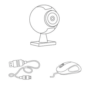Isolated object of laptop and device logo. Collection of laptop and server Illustrazione stock