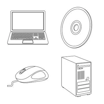 Isolated object of laptop and device sign. Collection of laptop and server stock Stock Illustration