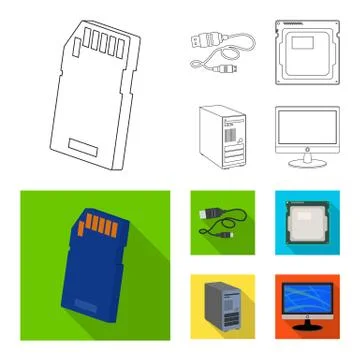 Isolated object of laptop and device symbol. Set of laptop and server stock Illustrazione stock