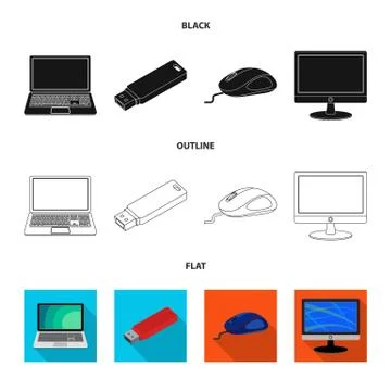 Isolated object of laptop and device sign. Collection of laptop and server stock Stock Illustration