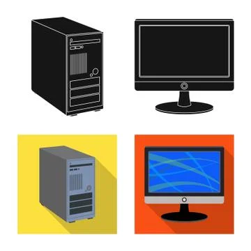 Isolated object of laptop and device icon. Set of laptop and server stock symbol 스톡 일러스트
