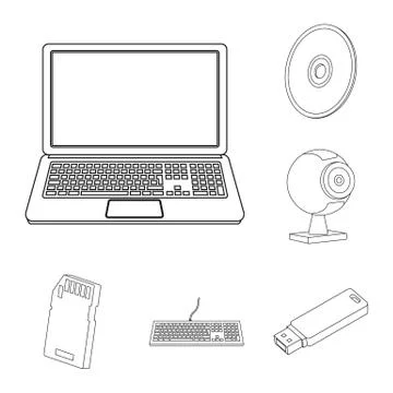 Isolated object of laptop and device sign. Collection of laptop and server stock Stock Illustration