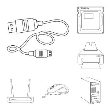 Isolated object of laptop and device sign. Set of laptop and server vector icon Stock Illustration