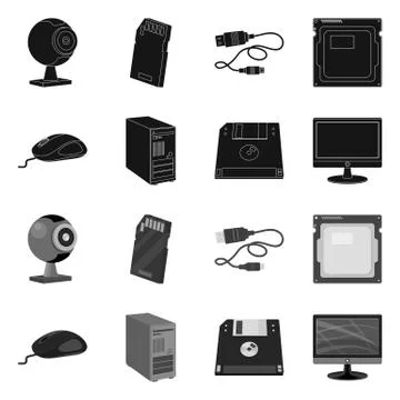 Isolated object of laptop and device logo. Set of laptop and server stock vector Illustrazione stock